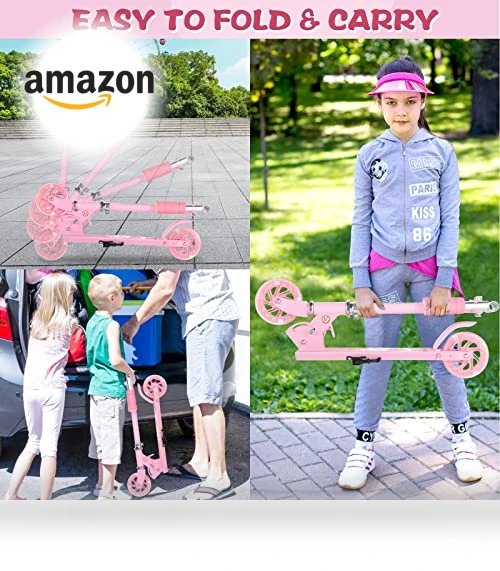 Kids Kick Scooter with LED Light Up Wheels — Push Scooters, KORGOL