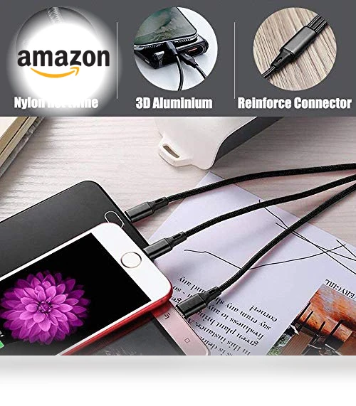 Multi USB Charging Cable 3A, 3 in 1 Fast Charger Cord Connector — Chargers, TOPWIN