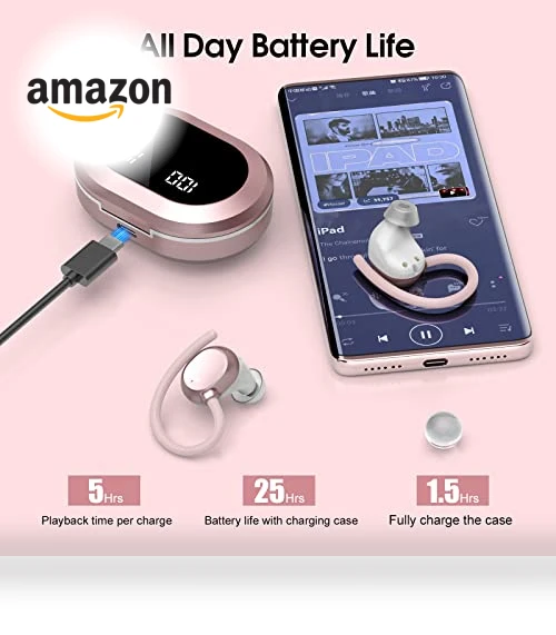 Wireless Earbuds with Dual LED Display — In-Ear Headphones, SPRTOYBAT