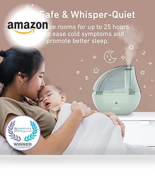 Ultrasonic Cool Mist Humidifier & Soft Glow Night Light — Air Moisturizers, Pure Enrichment