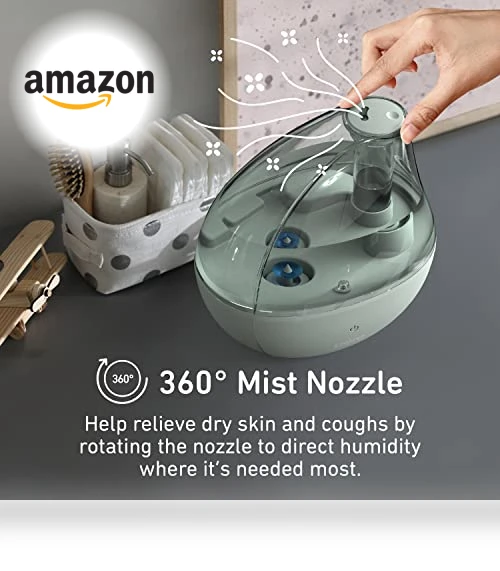 Ultrasonic Cool Mist Humidifier & Soft Glow Night Light — Air Moisturizers, Pure Enrichment