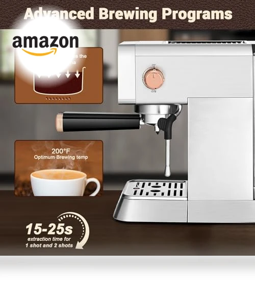 20 Bar Espresso Machine with Milk Frother — Coffee & Espresso Combos, Mecity