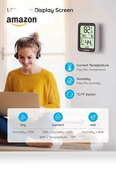 Bluetooth Indoor Room Temperature Monitor Thermometer — Home Climate Control, Govee