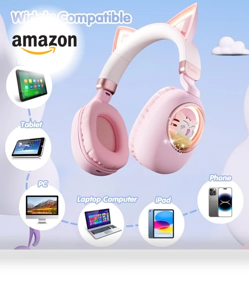 Cat Ear Bluetooth Headphones for Kids — In-Ear Headphones, esonstyle
