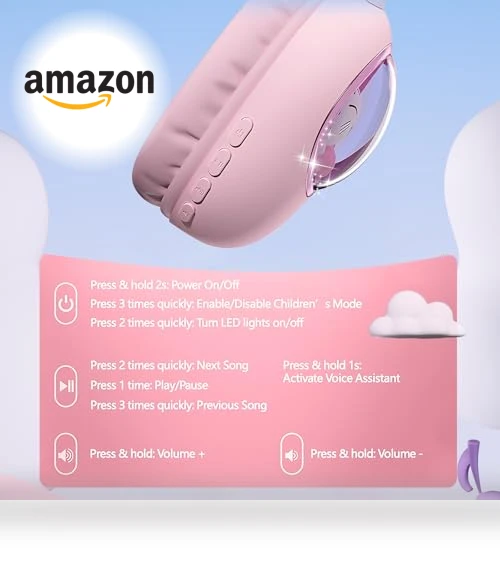 Cat Ear Bluetooth Headphones for Kids — In-Ear Headphones, esonstyle