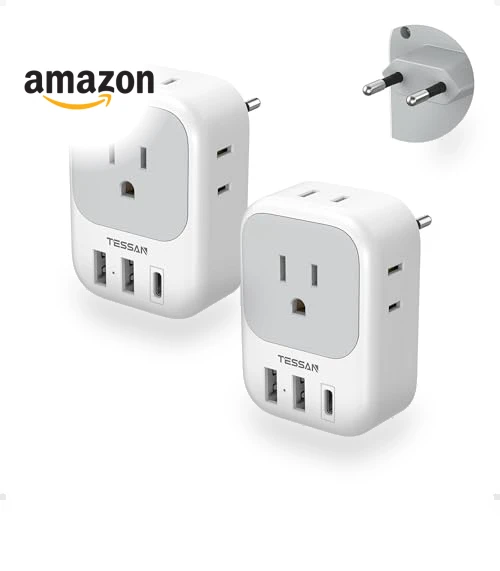 European Plug Adapter with USB C — Chargers & Adapters, TESSAN