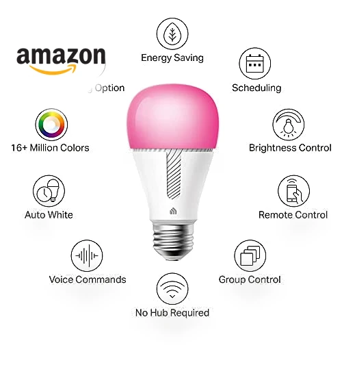 Full Color Changing Dimmable Smart WiFi Light Bulb — LED, Kasa Smart