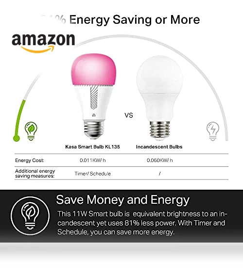 Full Color Changing Dimmable Smart WiFi Light Bulb — LED, Kasa Smart