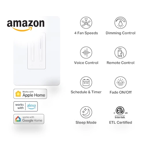 Smart Ceiling Fan Control & Dimmer Switch — Ceiling Fan Wall Controls, Kasa