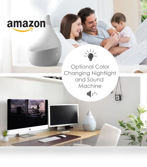 Ultrasonic Cool Mist Humidifier with Sound Machine, Night Light, Aroma Tray — Air Moisturizers, Crane