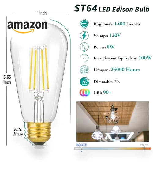 Vintage LED Edison Light Bulbs — Incandescent, Brightever