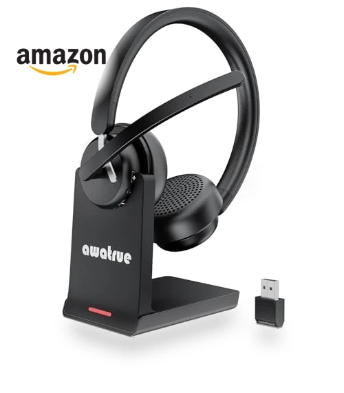 Wireless Headset with AI Noise Cancelling Microphone — Headsets, awatrue