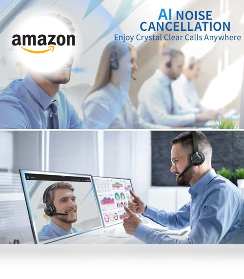 Wireless Headset with AI Noise Cancelling Microphone — Headsets, awatrue