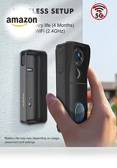 Wireless Video Doorbell Camera with Chime — Smart Home Security, MUBVIEW