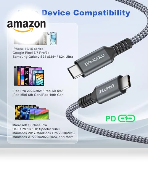 100W USB C to Type C Fast Charging Cable — Cables, Basesailor