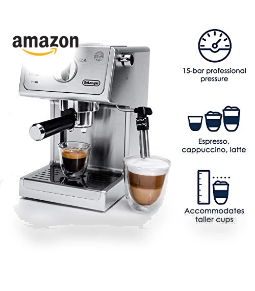 15 Bar Pump Espresso and Cappuccino Machine with Premium Adjustable Frother — Coffee & Espresso Combos, De'Longhi