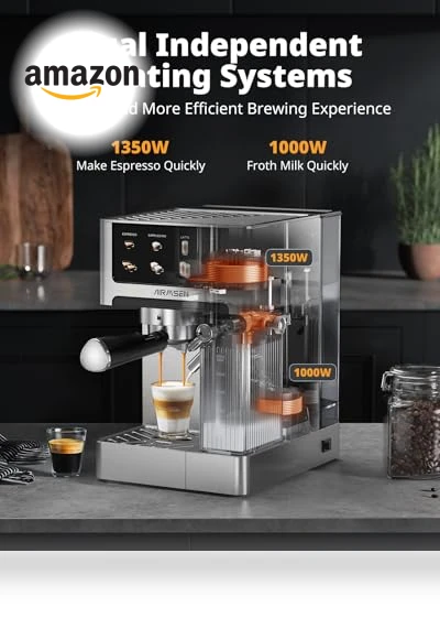 20 Bar Espresso Machine with Automatic Milk Frother — Coffee & Espresso Combos, AIRMSEN