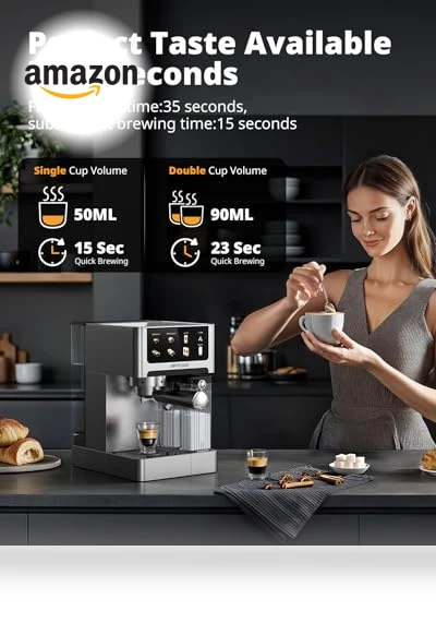 20 Bar Espresso Machine with Automatic Milk Frother — Coffee & Espresso Combos, AIRMSEN