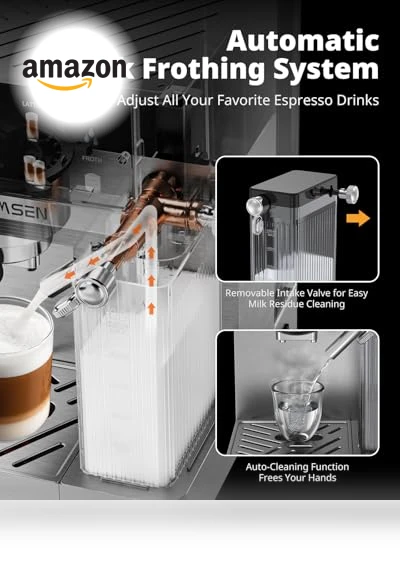 20 Bar Espresso Machine with Automatic Milk Frother — Coffee & Espresso Combos, AIRMSEN