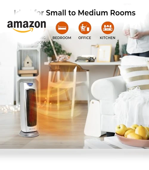 Electric Oscillating Ceramic Tower Space Heater — Portable Heating Solutions, Comfort Zone