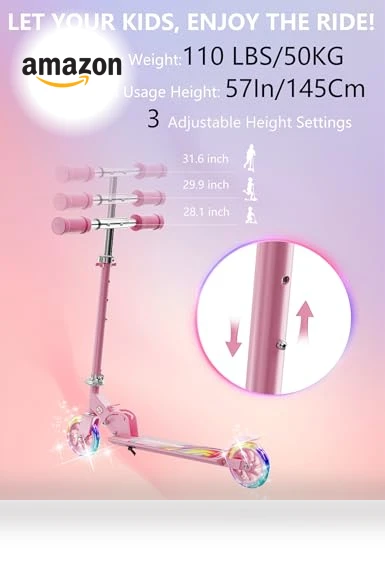 Kids Kick Scooter with LED Light Up — Push Scooters, Guwph
