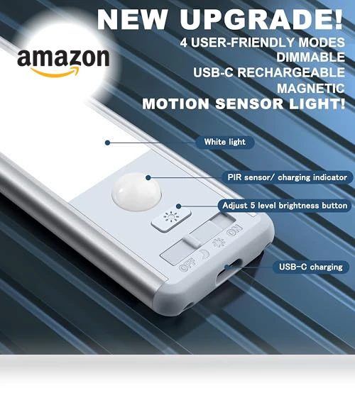 Motion Sensor LED Under Cabinet Lighting — Under-Cabinet Mounts, Reoshine