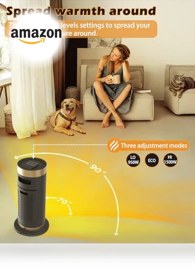 PTC Electric Desk Heater with Thermostat — Portable Heating Solutions, FERXIDI