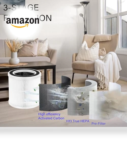 True HEPA Replacement Filter — Activated Carbon Air Purifiers, HOMFILBIT