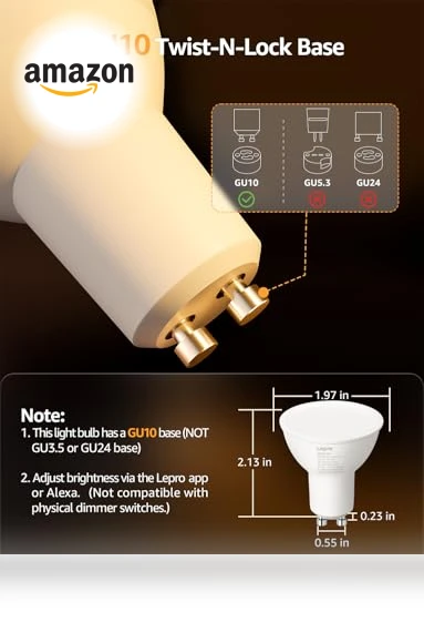 AI GU10 Smart Bulb - RGBCW Dimmable Color Changing LED Bulbs — LED, Lepro