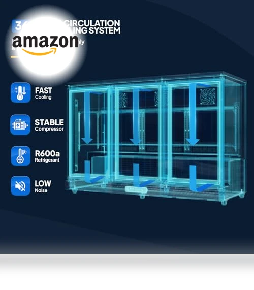 Commercial Back Bar Cooler with 3 Doors — Drink Coolers, ROVSUN