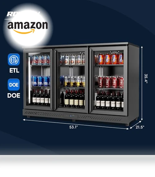 Commercial Back Bar Cooler with 3 Doors — Drink Coolers, ROVSUN