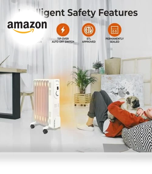 Electric Oil-Filled Radiant Radiator Space Heater — Portable Heating Solutions, Comfort Zone