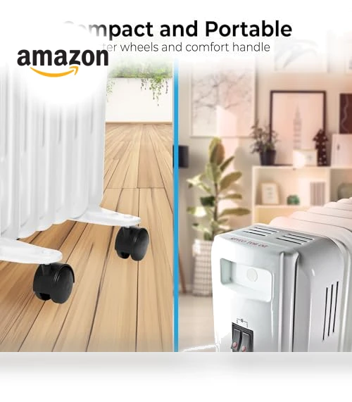 Electric Oil-Filled Radiant Radiator Space Heater — Portable Heating Solutions, Comfort Zone