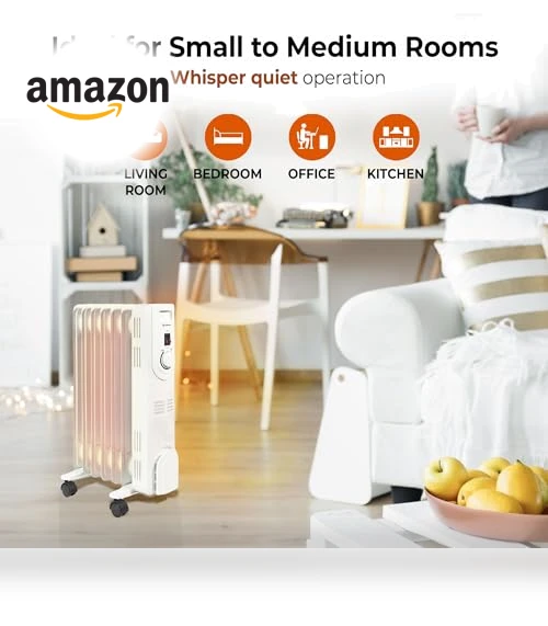 Electric Oil-Filled Radiant Radiator Space Heater — Portable Heating Solutions, Comfort Zone