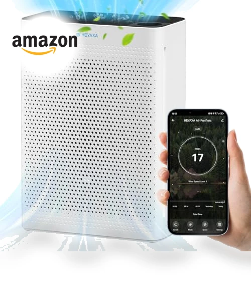 Large Room Air Purifier with Air Quality Monitor — HEPA Air Purifiers, HEYAXA