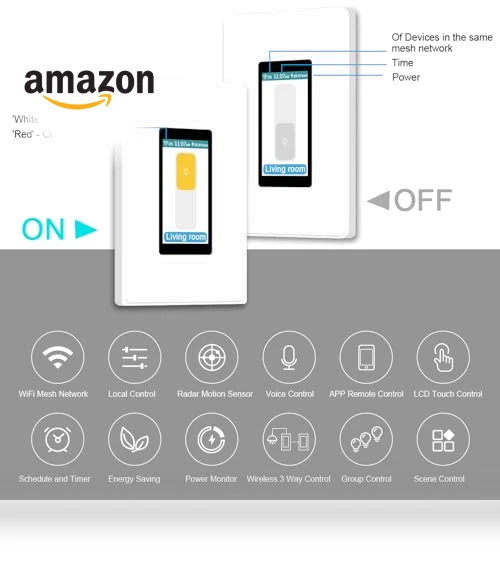 LCD Smart Light Switch with Motion Sensor — Dimmer Switches, LANBON