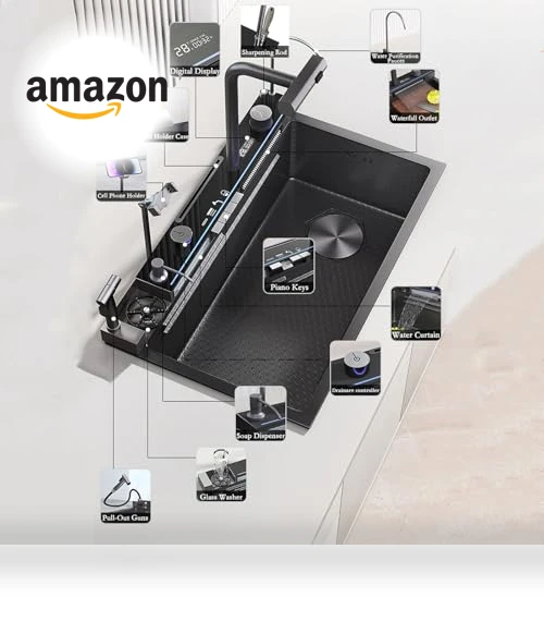 Modern Smart Kitchen Sink — Integrated Soap Dispensers, cozhao