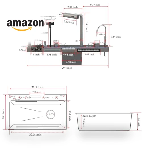 Modern Smart Kitchen Sink — Integrated Soap Dispensers, cozhao