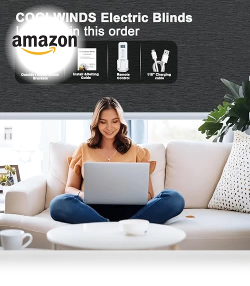 Motorized Blinds with Remote Smart Blackout Shades — Roller, COOLWINDS