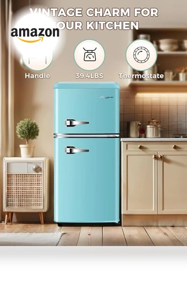 Retro Double Door Fridge with Freezer — Mini Fridges, Anypro