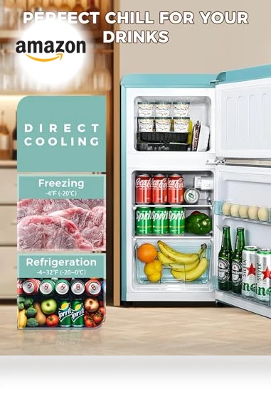 Retro Double Door Fridge with Freezer — Mini Fridges, Anypro