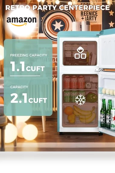 Retro Double Door Fridge with Freezer — Mini Fridges, Anypro