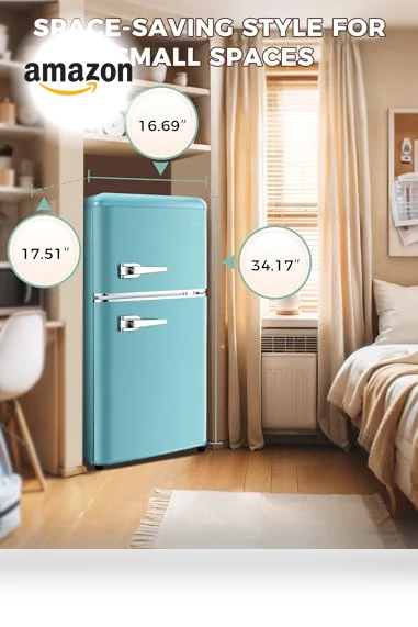 Retro Double Door Fridge with Freezer — Mini Fridges, Anypro
