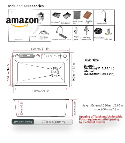 Smart Waterfall Kitchen Sink — Single Basin Sinks, FVVJVV