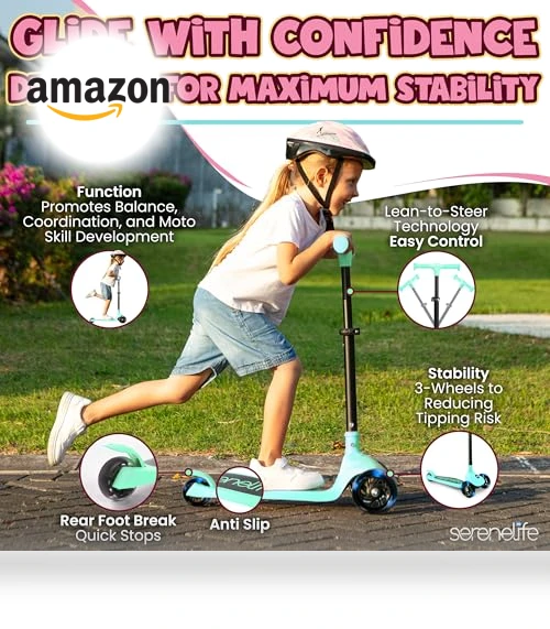 3 Wheel Foldable Kids Scooter — Push Scooters, SereneLife