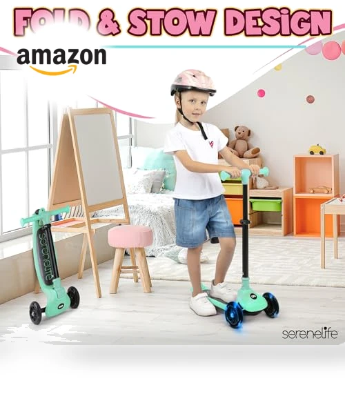 3 Wheel Foldable Kids Scooter — Push Scooters, SereneLife