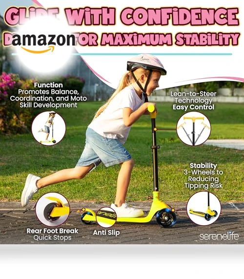 3 Wheel Foldable Kids Scooter — Push Scooters, SereneLife