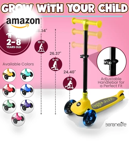 3 Wheel Foldable Kids Scooter — Push Scooters, SereneLife