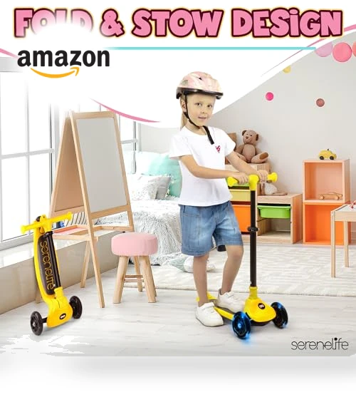 3 Wheel Foldable Kids Scooter — Push Scooters, SereneLife