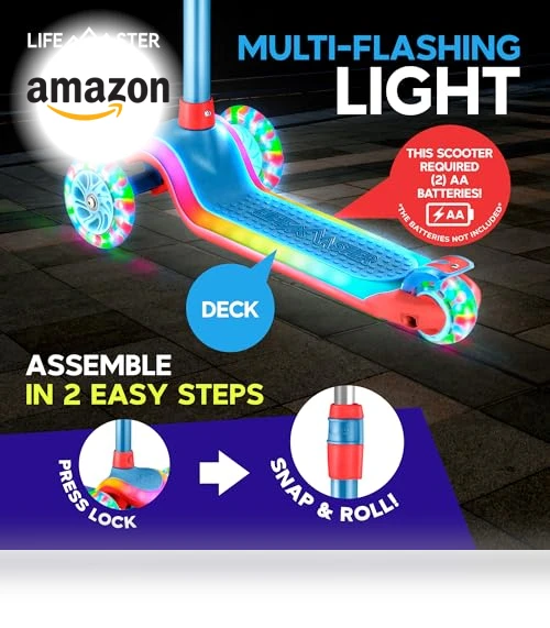 3-Wheel Kids Scooter with Multi-Color Lights — Pedal Cars, Lifemaster
